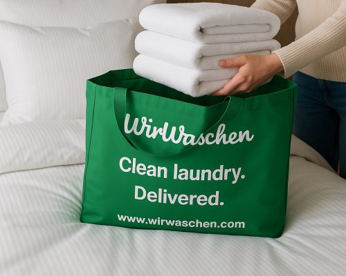 Towels and retal linen with WirWaschen-bag